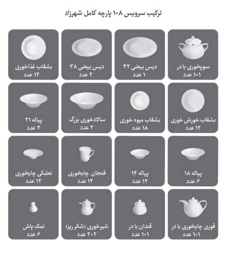 چینی جنوا زرین 108پارچه یک شهرزاد