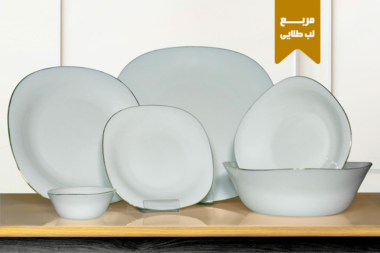 سرویس آرکوپال سفید لب طلا مربع 26پارچه