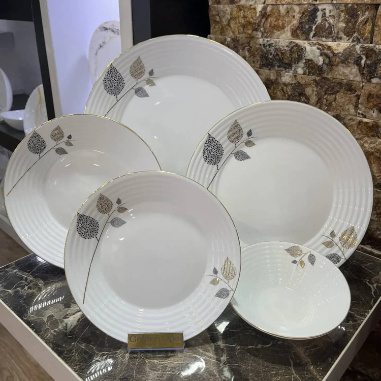 سرویس آرکوپال گلدن اوپال گلبرگ طوسی خط طلا قالب هارنا