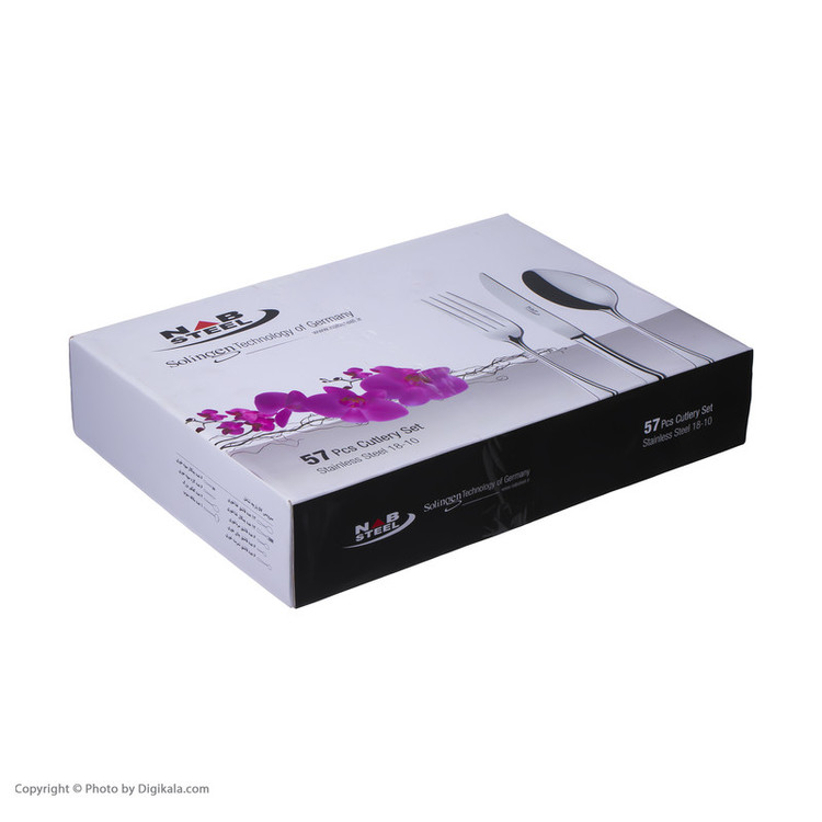 سرویس قاشق و چنگال 57 پارچه ناب استیل مدل Felorance