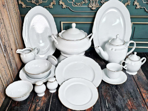 سرویس چینی پردیس طرح لب طلا ۱۰۲ پارچه ۱۲نفره الگانس