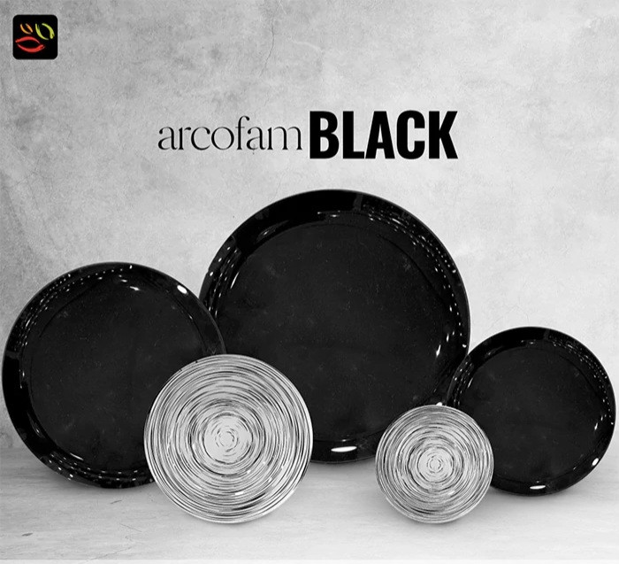 سرویس آرکوفام طرح مشکی 25 پارچه غذاخوری arcofam