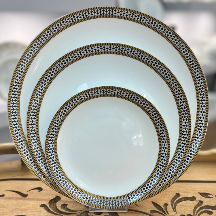 سرویس ۲۶ پارچه گرد کلاسیک مقصود طرح ۱۱۲ مشکی