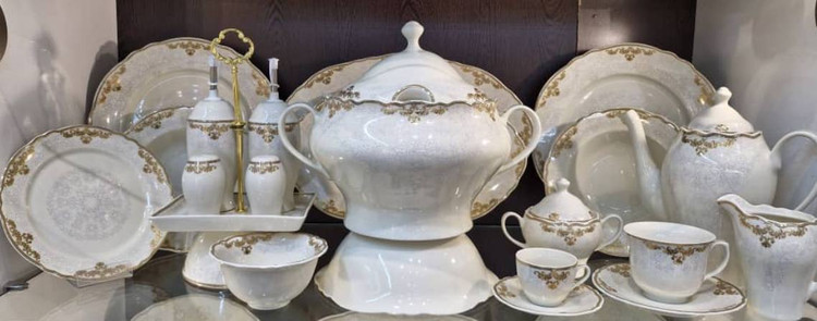 سرویس ۱۲۸ پارچه ۸۰۱۲ طلا چینی ایزابل پردیس چینی استخوانی