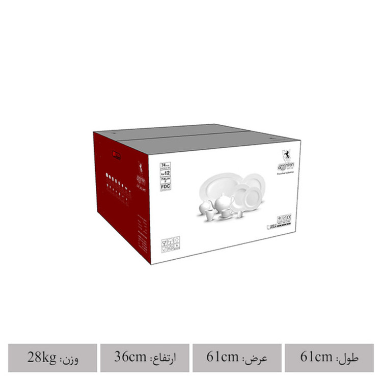 سرویس غذاخوری 74 پارچه چینی زرین ایران مدل ایتالیا اف گلدن رز درجه عالی