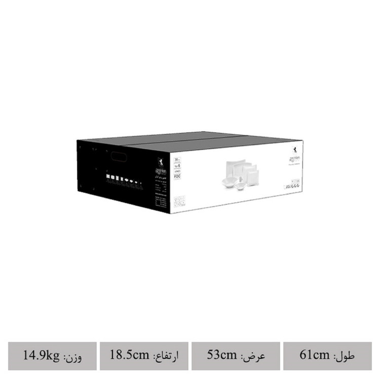 سرویس غذاخوری 30 پارچه چینی زرین ایران سری وینچی مدل ریوا درجه یک