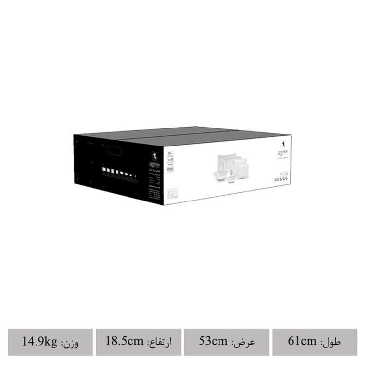 سرویس غذاخوری 30 پارچه چینی زرین ایران مدل سری وینچی ریوا درجه یک