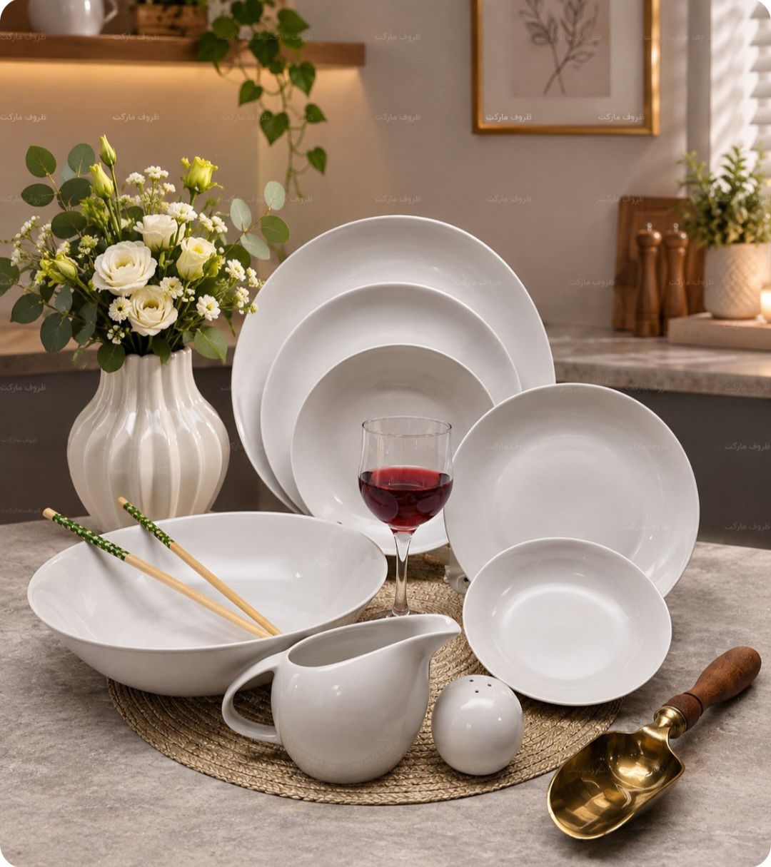 چینی نور زنجان برند رومز ۳۰ پارچه مات